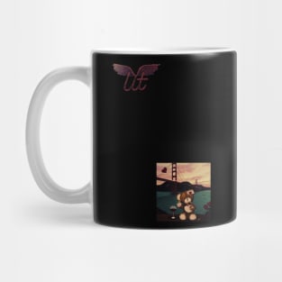 LitQ - Cute Teddy Bear drinks wine at the golden gate bridge on Valentine's Day Mug